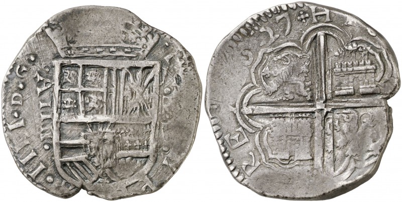1627. Felipe IV. Santa Fe de Nuevo Reino. P. 8 reales. (Cal. 517 var) (Restrepo ...