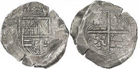1629. Felipe IV. Santa Fe de Nuevo Reino. (P). 8 reales. (Cal. 520) (Restrepo M44-3) (Calbetó 1347, mismo ejemplar). 26 g. / a izquierda del escudo, I...