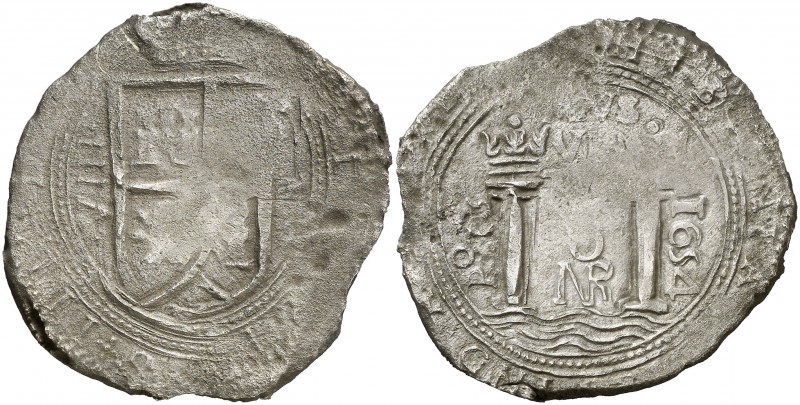 1654. Felipe IV. Santa Fe de Nuevo Reino. PORAS. 8 reales. (Cal. 532) (Restrepo ...