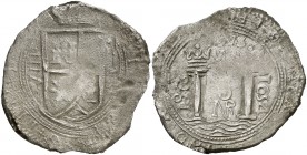 1654. Felipe IV. Santa Fe de Nuevo Reino. PORAS. 8 reales. (Cal. 532) (Restrepo M46-16). 21,85 g. VIII a izquierda del escudo. Oxidaciones limpiadas. ...