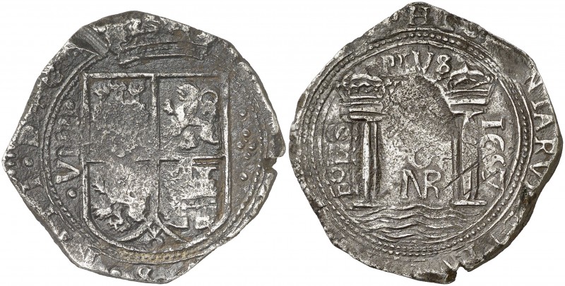 1657. Felipe IV. Santa Fe de Nuevo Reino. PORS. 8 reales. (Cal. 535) (Restrepo M...