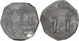 1662. Felipe IV. Santa Fe de Nuevo Reino. PORS. 8 reales. (Cal. 538) (Restrepo M46-28). 26,67 g. VIII a izquierda del escudo, adorno a derecha. Oxidac...