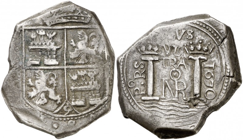 1670. Carlos II. Santa Fe de Nuevo Reino. PORS. 8 reales. (Cal. 397) (Restrepo M...