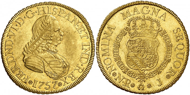 1757. Fernando VI. Santa Fe de Nuevo Reino. J. 8 escudos. (Cal. 65) (Cal.Onza 63...
