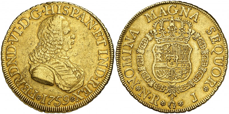 1759. Fernando VI. Santa Fe de Nuevo Reino. J. 8 escudos. (Cal. 67) (Cal.Onza 63...