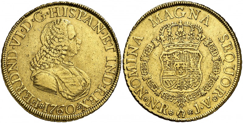 1760. Fernando VI. Santa Fe de Nuevo Reino. JV. 8 escudos. (Cal. 69) (Cal.Onza 6...