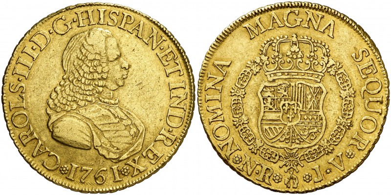 1761. Carlos III. Santa Fe de Nuevo Reino. JV. 8 escudos. (Cal. 159) (Cal.Onza 8...