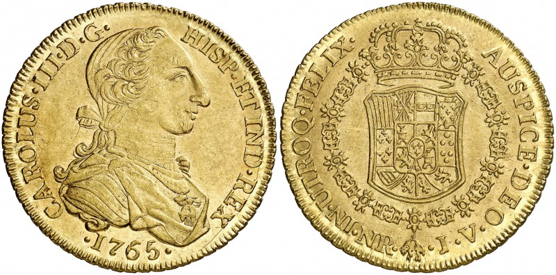 1765. Carlos III. Santa Fe de Nuevo Reino. JV. 8 escudos. (Cal. 164) (Cal.Onza 8...