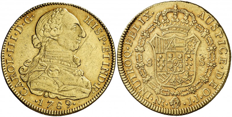 1789. Carlos III. Santa Fe de Nuevo Reino. JJ. 8 escudos. (Cal. 200) (Cal.Onza 8...