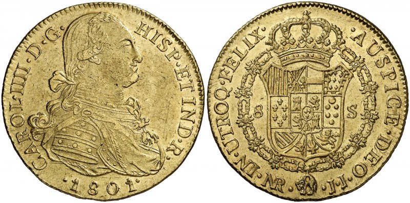 1801. Carlos IV. Santa Fe de Nuevo Reino. JJ. 8 escudos. (Cal. 133) (Cal.Onza 11...