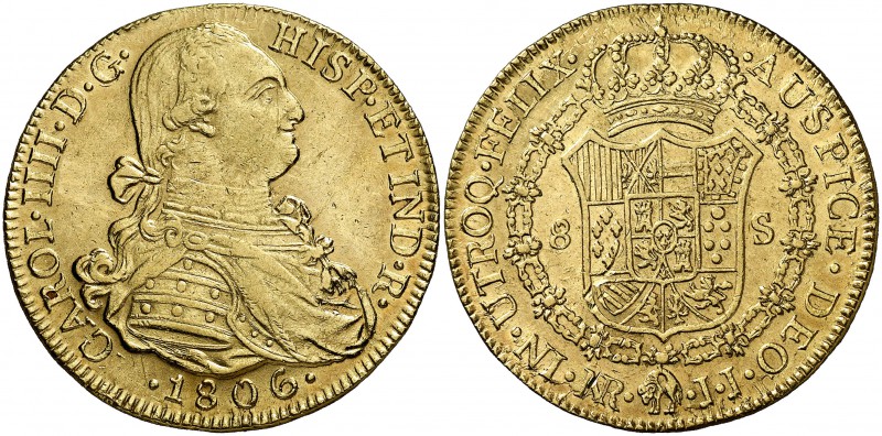 1806. Carlos IV. Santa Fe de Nuevo Reino. JJ. 8 escudos. (Cal. 142) (Cal.Onza 11...