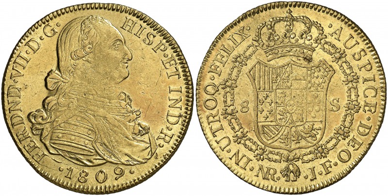1809. Fernando VII. Santa Fe de Nuevo Reino. JF. 8 escudos. (Cal. 94) (Cal.Onza ...