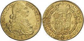 1816. Fernando VII. Santa Fe de Nuevo Reino. JF. 8 escudos. (Cal. 106) (Cal.Onza 1331) (Restrepo 127-22). 27,05 g. Atractiva. MBC+/EBC-.