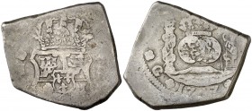 1747. Fernando VI. Guatemala. J. 8 reales. (Cal. 277). 26,42 g. Columnario. Rara. MBC-.