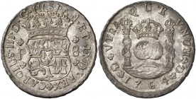 1764. Carlos III. Guatemala. P. 8 reales. (Cal. 813). 26,98 g. Columnario. Bella. Brillo original. Muy rara y más así. EBC+.