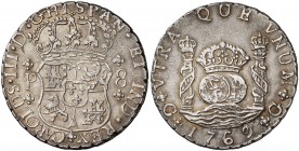 1769. Carlos III. Guatemala. P. 8 reales. (Cal. 818). 26,95 g. Columnario. Preciosa pátina. Rara así. EBC-.