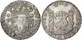 1771. Carlos III. Guatemala. P. 8 reales. (Cal. 820). 26,99 g. Columnario. Rara. MBC+.