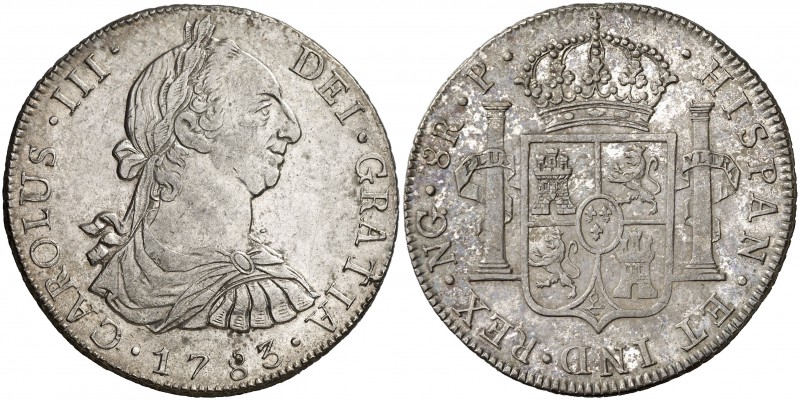 1783. Carlos III. Guatemala. P. 8 reales. (Cal. 831). 26,90 g. Leves marquitas. ...