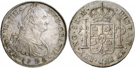 1795/4. Carlos IV. Guatemala. M. 8 reales. (Cal. 624). 26,98 g. Bella. Preciosa pátina. Ex Áureo & Calicó Selección 2008, nº 253. Rara y más en esta e...