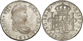 1811. Fernando VII. Guatemala. M. 8 reales. (Cal. 459). 26,71 g. MBC-/MBC.