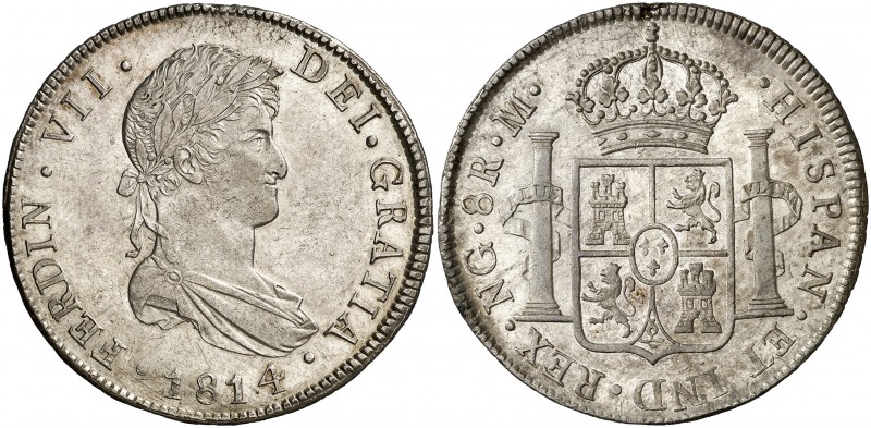 1814. Fernando VII. Guatemala. M. 8 reales. (Cal. 462). 26,95 g. Leves marquitas...