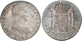 1820. Fernando VII. Guatemala. M. 8 reales. (Cal. 469). 26,95 g. Pátina. Escasa. EBC-/EBC.