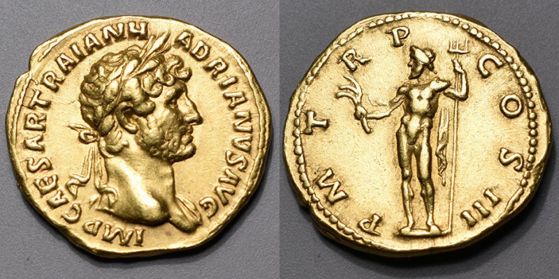 HADRIEN (117-138). Aureus (7,28g.) Rome 119-122. A/IMP.CAESAR.TRAIAN.HADRIANVS.A...
