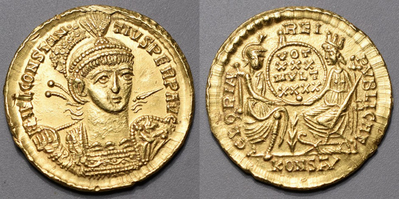 CONSTANCE II (337-361). Solidus (4,45g.) Arles (355-360) A/ FL IVL CONSTAN-TIVS ...