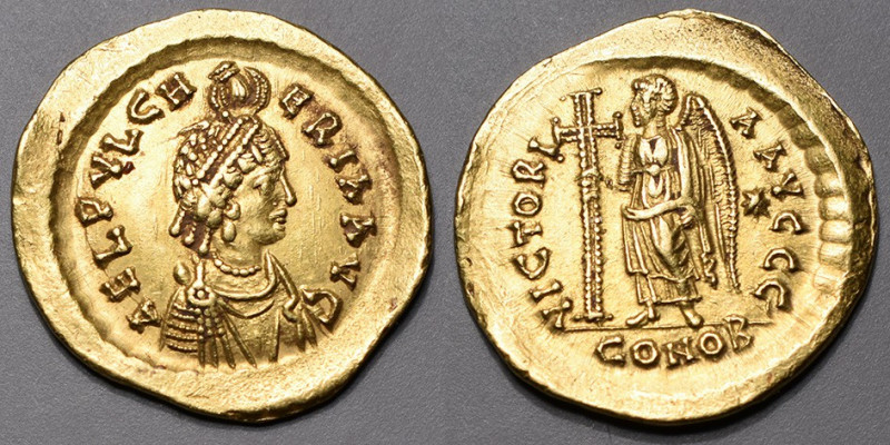 PULCHERIE (Soeur de Theodose II et épouse de Marcien). Solidus (4,44 g.)Constant...