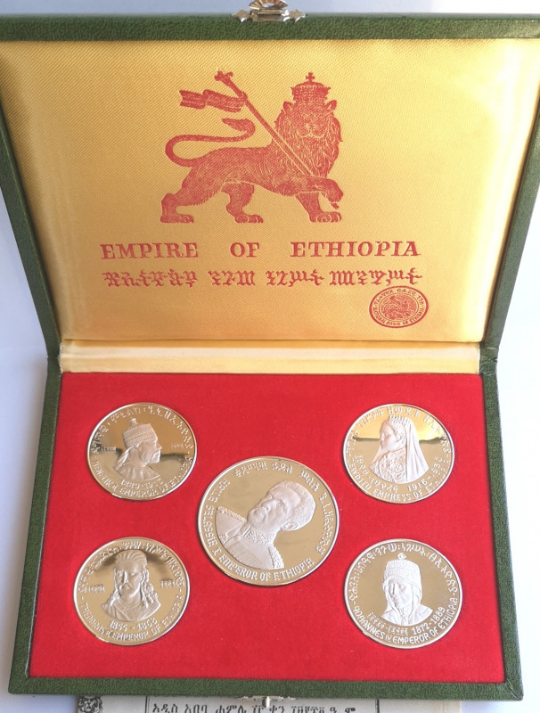 Monete Estere. Etiopia. Serie 1972. 5 monete raffiguranti i sovrani d'Etiopia. A...