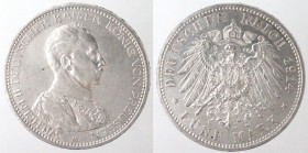 Monete Estere. Germania Prussia. Guglielmo II. 1888-1918. 5 Marchi 1914 A. Ag. KM#523. Peso gr. 27,80. Diametro mm. 39. SPL. (5921)