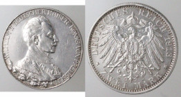 Monete Estere. Germania Prussia. Guglielmo II. 1888-1918. 2 Marchi 1913. Ag. KM#533. Peso gr. 11,13. Diametro mm. 28. SPL. Fondi speculari. (5621)