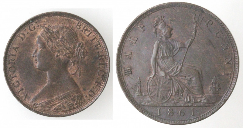 Monete Estere. Gran Bretagna. Vittoria. 1837-1901. 1/2 Penny 1861. Ae. KM 748.2....