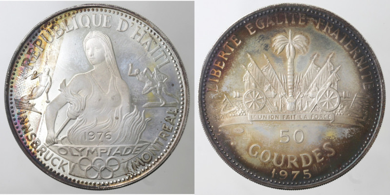 Monete Estere. Haiti. 50 Gourdes 1975. Ag. KM# 113.1. Peso 16,75 gr. Diametro 38...