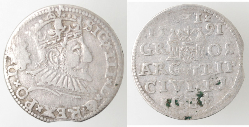 Monete Estere. Lituania. Sigismondo III. 1587-1632. 3 Groschen 1591. Riga. Ag. I...
