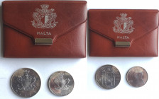 Monete Estere. Malta. 2 Lire e 1 lira Maltese 1973. Ag. In Astuccio originale. FDC. (7921)