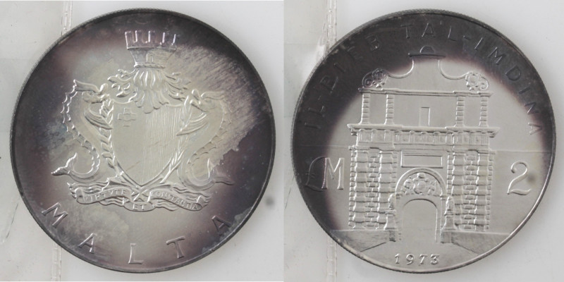 Monete Estere. Malta. 2 Lire maltesi 1973. Ag. Km 20. Peso gr. 20,09. Diametro m...