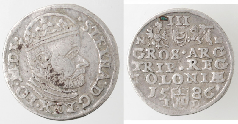 Monete Estere. Polonia. Stefano. 1576-1586. 3 Groschen 1586. Ag. Kop. 533. Peso ...