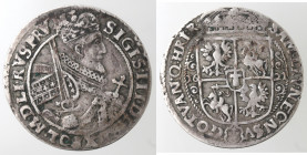 Monete Estere. Polonia. Sigismondo III. 1587-1632. Un quarto di Tallero 1621. Ag. Kopicki 1271-6. Peso gr. 7,16. Diametro mm. 30. qBB.