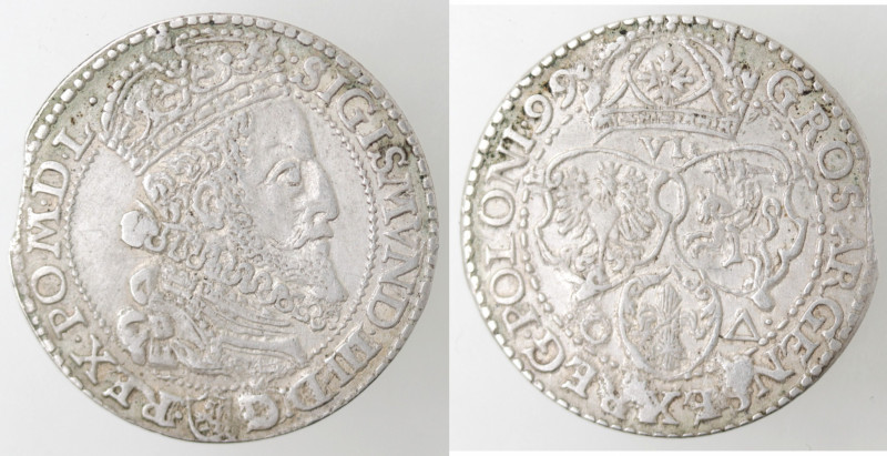 Monete Estere. Polonia. Sigismondo III. 1587-1632. 6 Groschen 1599. Testa grande...