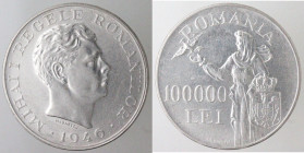 Monete Estere. Romania. Michai I. 1940-1947. 100.000 Lei 1946. Ag. Km. 71. Peso gr. 24,97. Diametro mm. 37. BB+. Lotto venduto e non pagato. (5621)