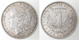 Monete Estere. USA. Dollaro Morgan 1880 Philadelphia. Ag. KM 110. Peso 26,72 gr. qSPL. (6221)
