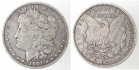 Monete Estere. USA. Dollaro Morgan 1901 O. Ag. KM 110. Peso gr. 26,83. qBB. (6221)
