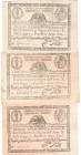 Cartamoneta. Repubblica Romana. 1798-1799. Lotto di 3 Assegnati da 10 Paoli. Mediamente BB. Pieghe. Lotto venduto e non pagato. (5921)