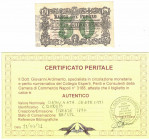 Cartamoneta. Banca del Popolo Firenze. 50 Centesimi. 1868. BB/SPL. Perizia Giovanni Ardimento. Emissione uniface. R. (D.2120)