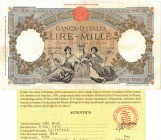 Cartamoneta. Regno. Vittorio Emanuele III. 1000 lire Regine Mare (Fascio) L'Aquila. DM 28-11-1942. Gig. BI46C. BB+. Lieve piega a croce, pieghette lat...