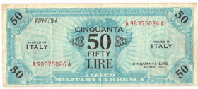 Cartamoneta. Occupazione Americana. 50 Am lire 1943. Bilingue. Gig. AM11A. BB. (5321)