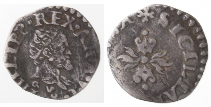 Zecche Italiane. Napoli. Filippo II. 1554-1556. Mezzo Carlino. Ag. P.R. 44a. Pes...