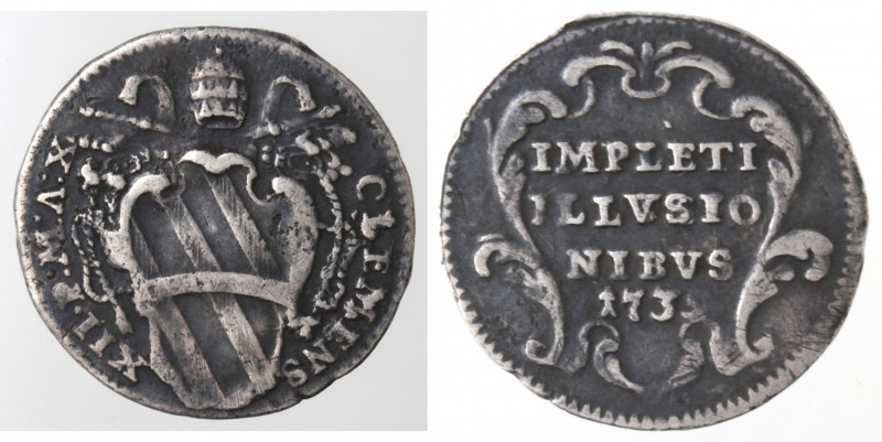 Zecche Italiane. Roma. Clemente XII. 1730-1740. Grosso Anno X. Ag. Mun. 39. Peso...