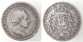 Casa Savoia. Carlo Felice. 1821-1831. 5 lire 1825 Torino. Ag. Gig. 42. Peso gr. 24, 42. Diametro mm. 37. MB+. (D.0622)